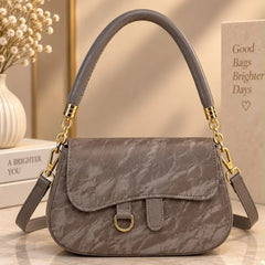 Marble Pattern Flap Crossbody Handbag