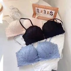 Double Layer Front Buckle Type Strapless Non Slip Small Chest Gathered Bra