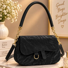 Marble Pattern Flap Crossbody Handbag