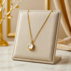 Gold-Plated Square Pendant Chain Necklace