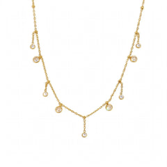 Gold Crystal Dangle Charm Necklace