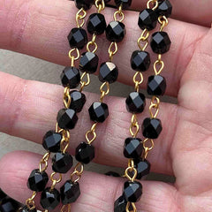 Black Faceted Crystal Bead Permanent Bracelet