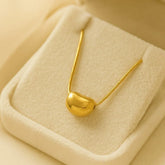 Gold Plated Smooth Bean Charm Chain Necklace