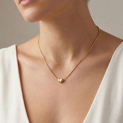 Gold Plated Smooth Bean Charm Chain Necklace