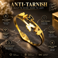 Gold Plated Multi Butterfly Enamel Bangle Bracelet