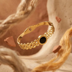 Gold Plated Black Bubble Bracelet