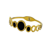 Gold Plated Roman Numeral Black Oval Bracelet