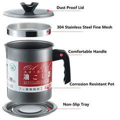 Stainless Steel Oil Filter Pot - 1.4L