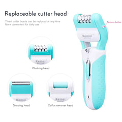 Kemei KM-6198B 3-in-1 rechargeable Electric Epilator