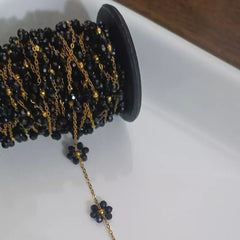 Black Crystal Flower Permanent Bracelet - 5m