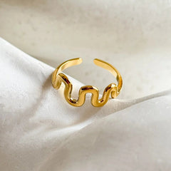 Stainless Steel Wavy Open Ring