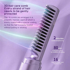 Mini 2 in 1 Professional Wireless Rechargeable Hair Straightener Curler Comb