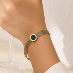 Stainless Steel Trendy Roman Numeral Mesh Chain Bracelet - Each