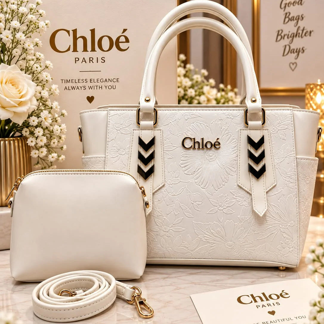 Embossed Floral Handbag Set