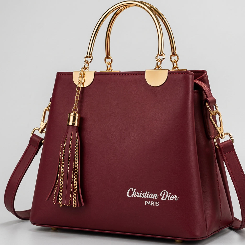 Christian Dior Tassel Top Handle Shoulder Bag with Strap