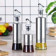 Stainless Steel Glass Oil Dispenser Bottle