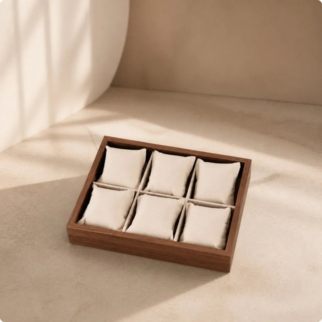 6-Slot Wooden Watch Display Tray