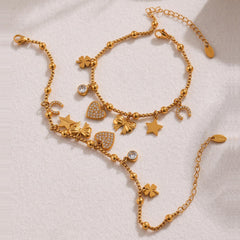 Stainless Steel Zirconia Charm Bracelet