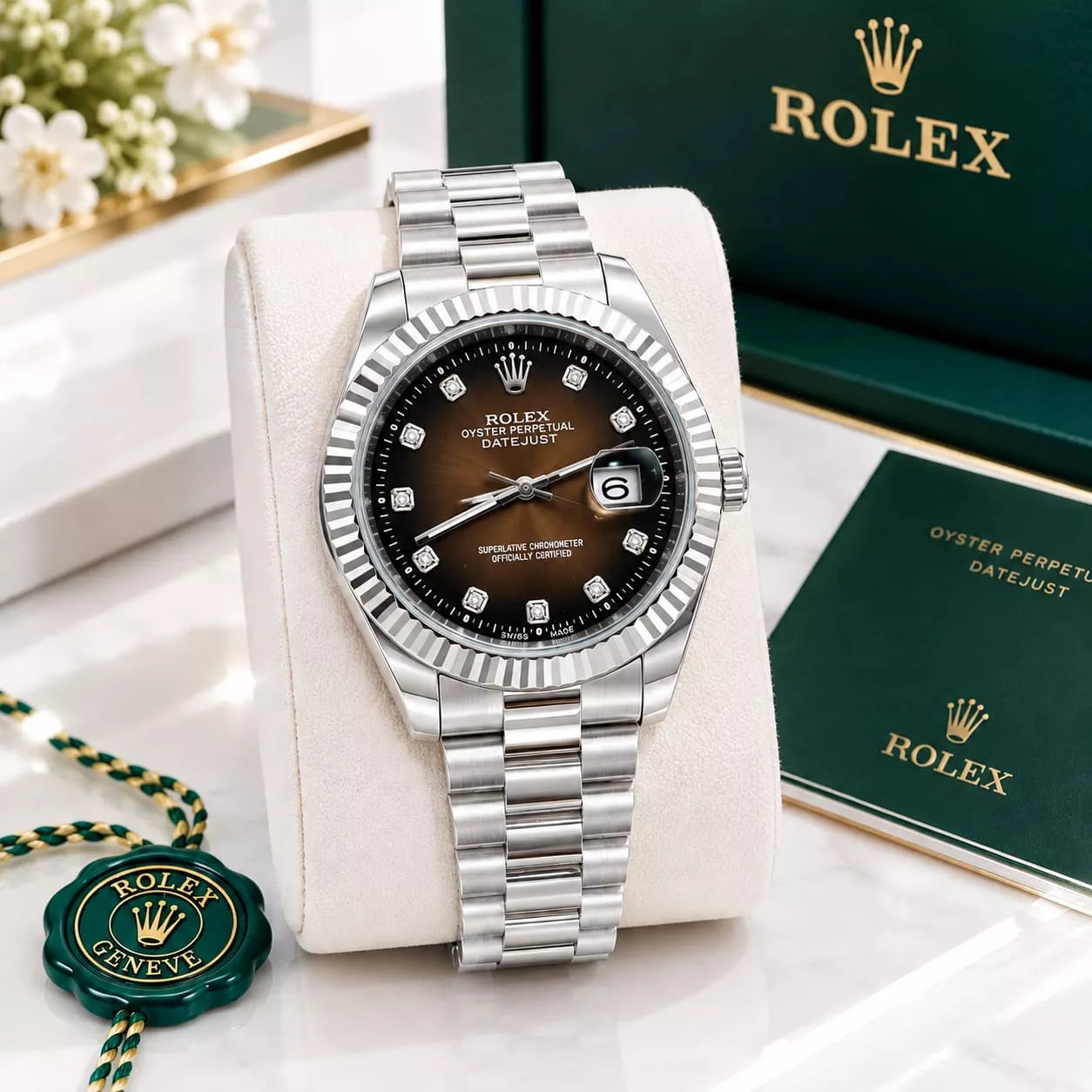 Rolex REGULAR STONE DAIL WATCH = With Box
