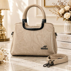 Kangaroo Kingdom Marble Print Top Handle Shoulder Bag with Strap