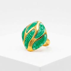 Gold Plated Enamel Abstract Statement Ring