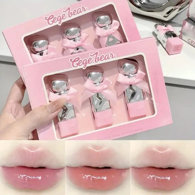 Gege Bear Bow High Quality Lip Gloss – 3 Pcs Set