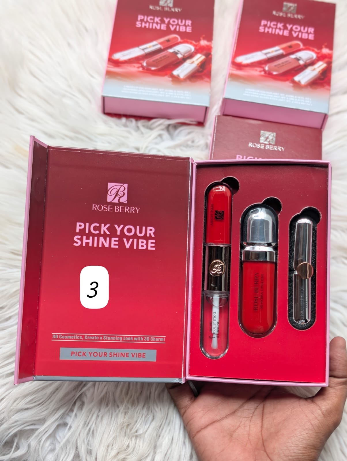 Rose berry 3D makeup kit 3-in-1 set