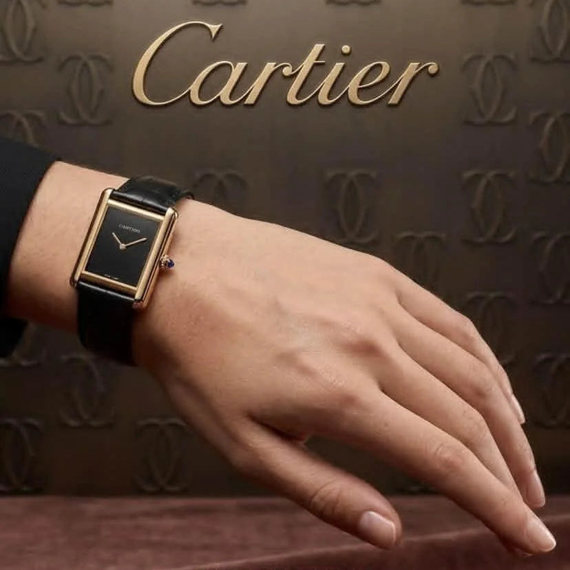 Cartier Tank Louis Style Dial Leather Watch