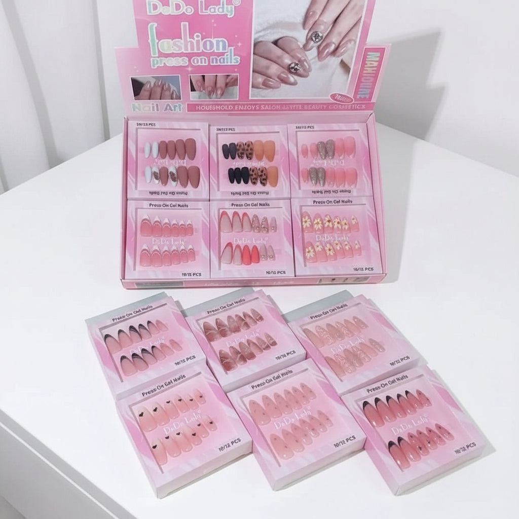 DoDo Lady Fashion Press On Gel Nails Set - 12Pcs
