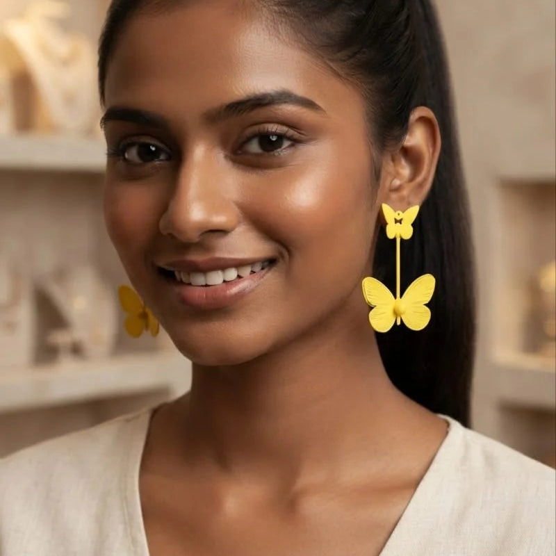 Matte Colorful Butterfly Drop Earring - Each