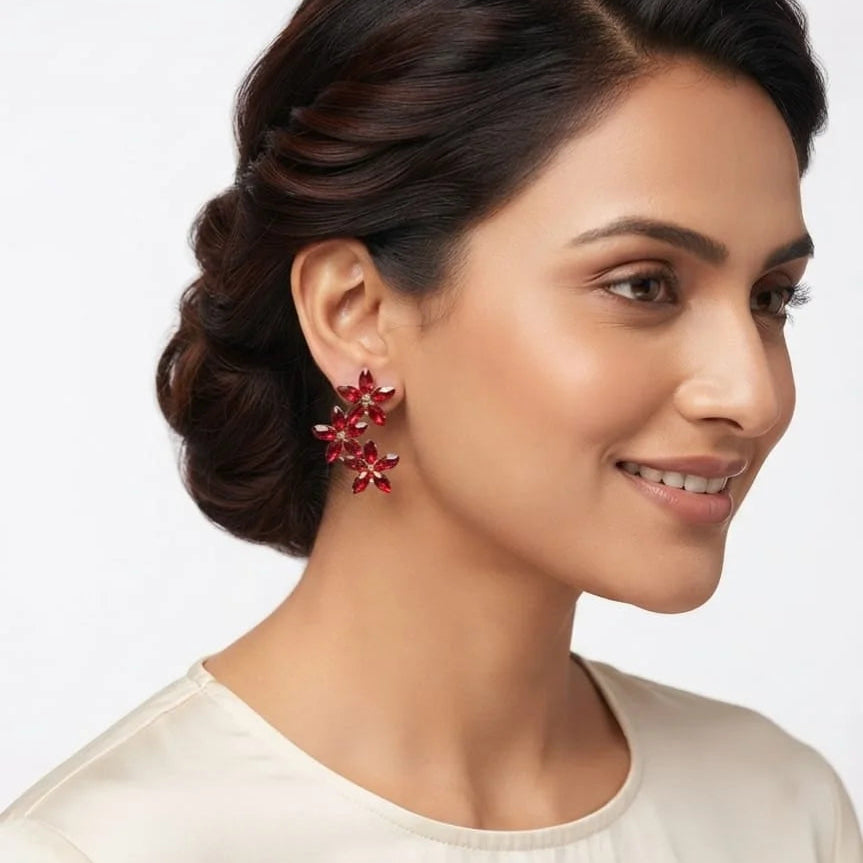Crystal Floral Hoop Earring - Each