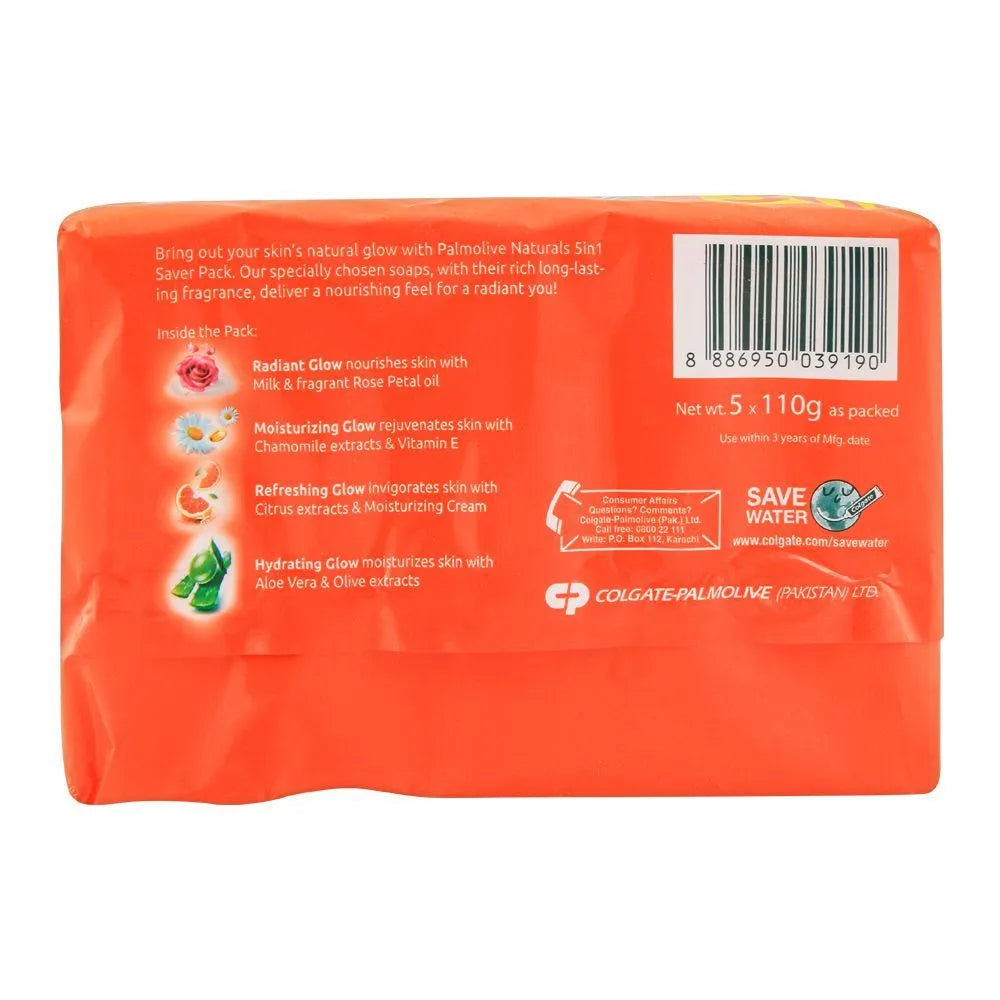 Palmolive Naturals Refreshing Glow Soap, 5-In-One Pack - 5x110g