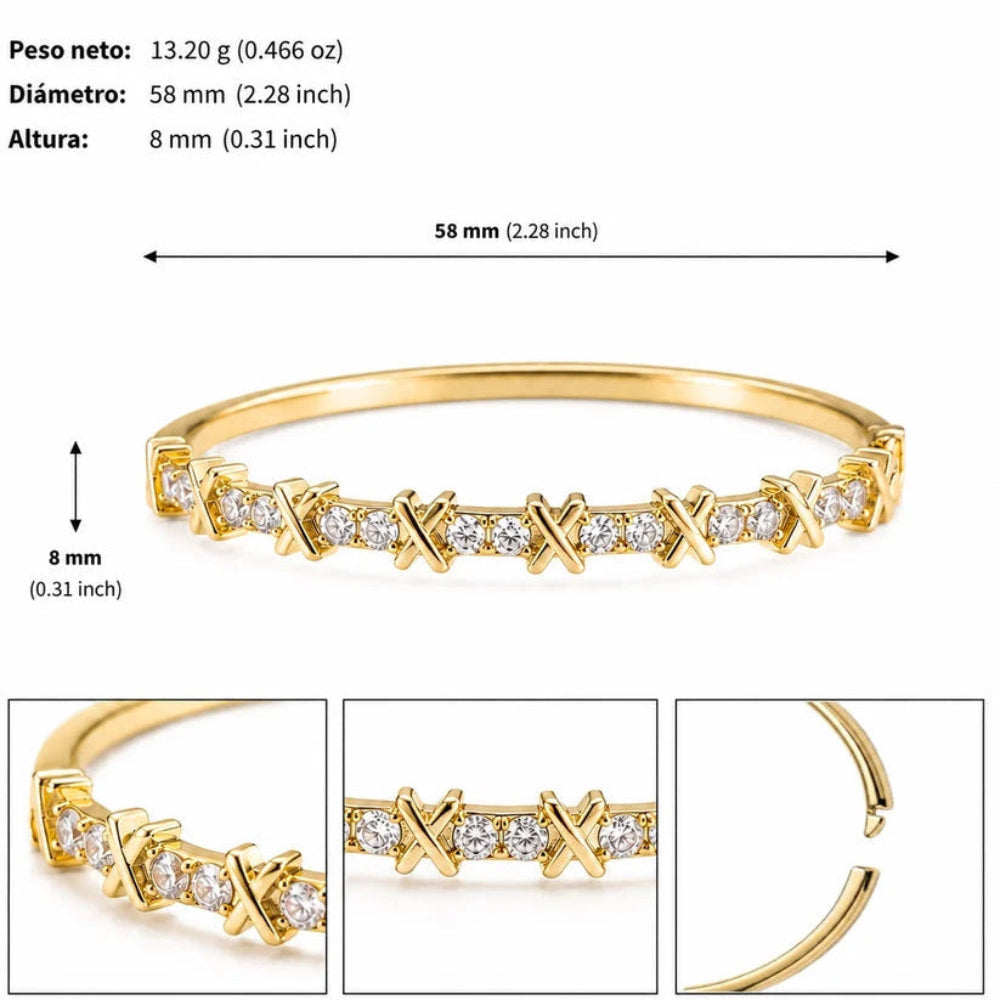 Stainless Steel Micro-Zirconia Reflective Bracelet