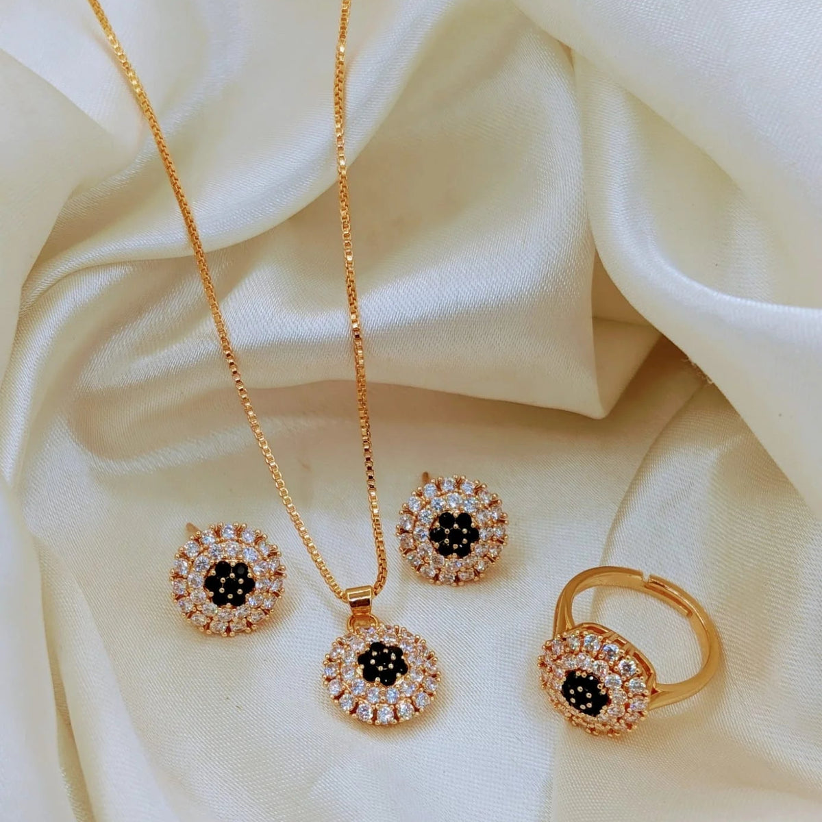 Stainless Steel Crystal/Zircon Locket Set - Each
