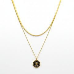 Stainless Steel  Versace Medusa Enamel Necklace - Each