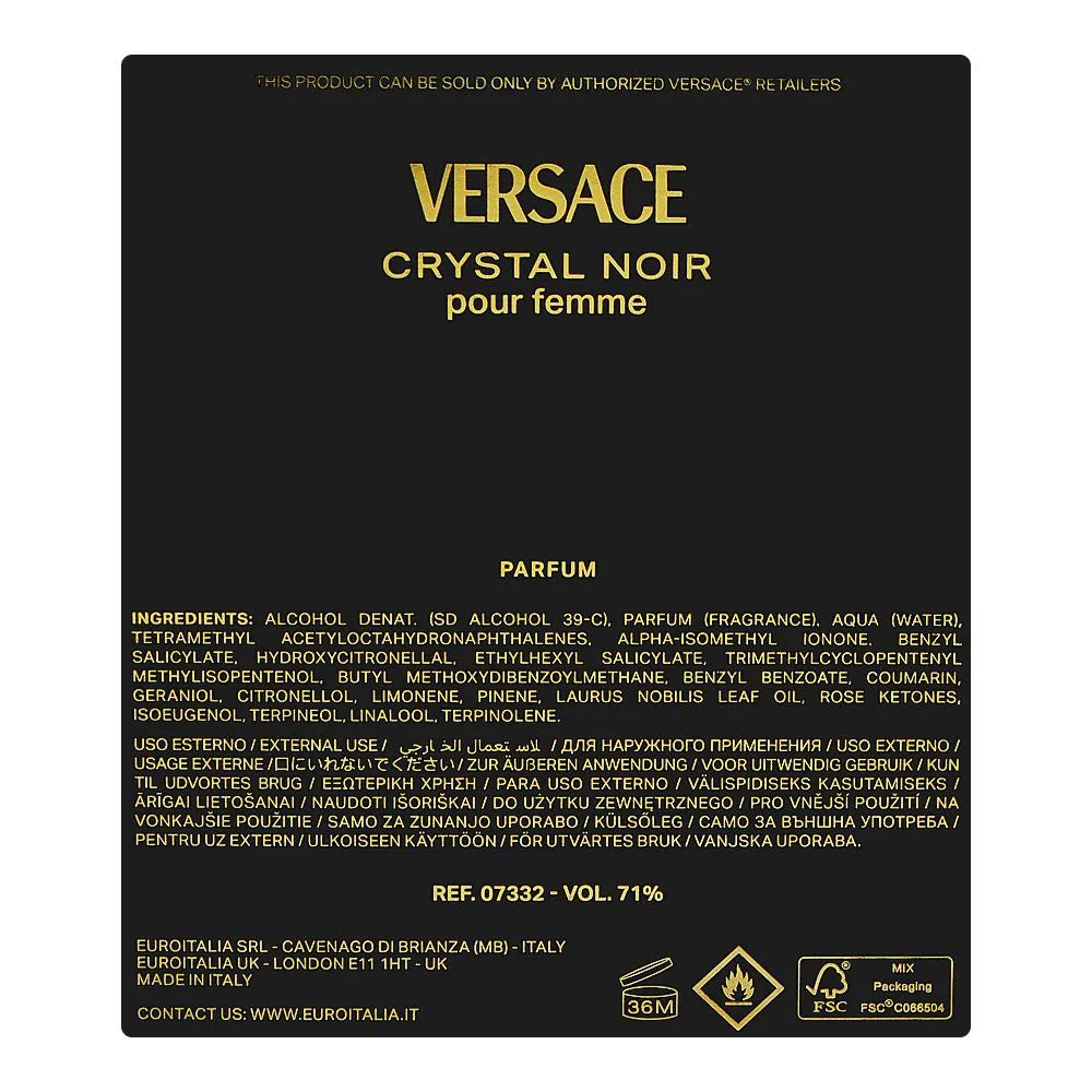 Versace Crystal Noir Parfum - For Women - High Quailty - 90ml