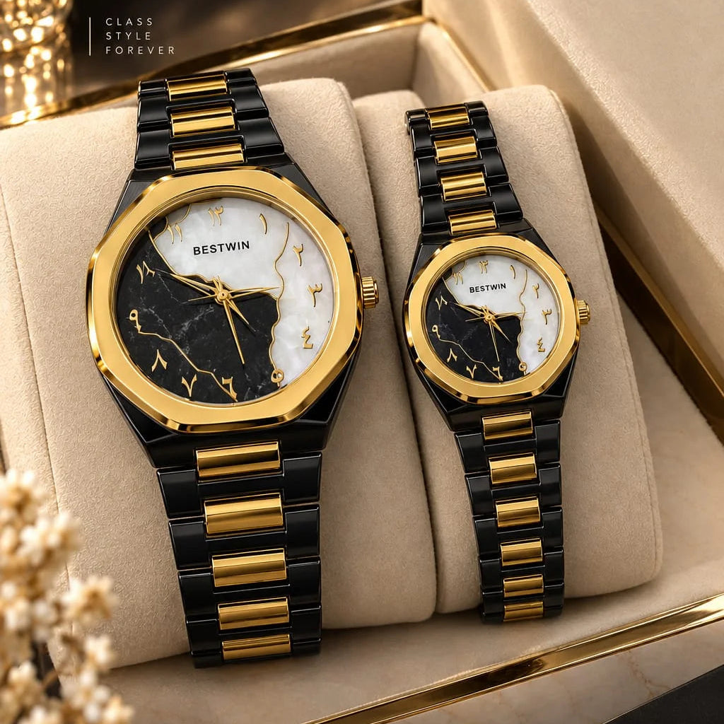 BESTWIN Arabic Numerals Luxury Stainless Steel Couple Watch