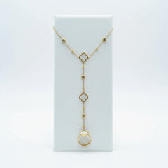 Gold Plated Four Leaf Clover Finger Bracelet with Ring
