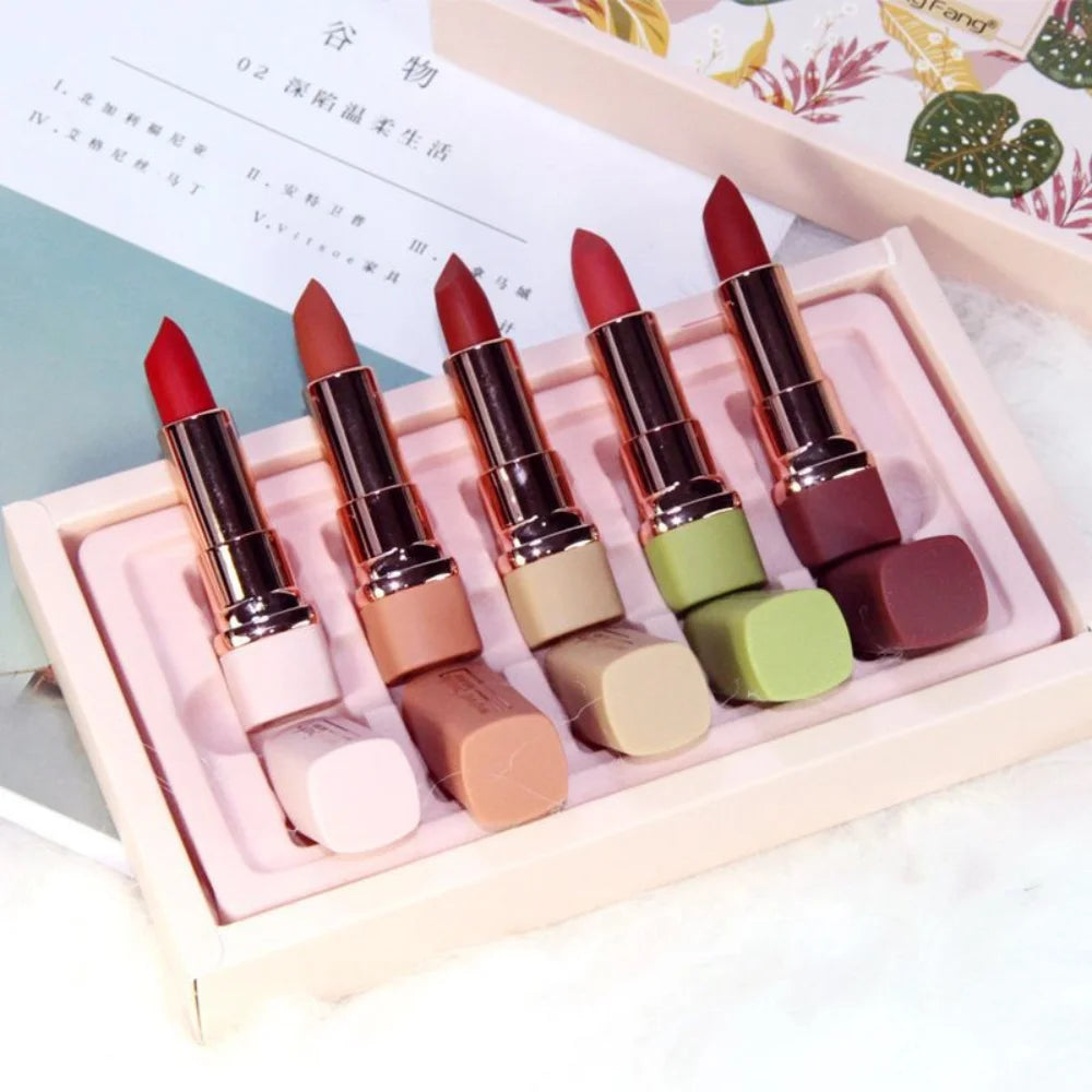 Heng Fang Mousse Magic Tough Smooth Velvet Texture 5 color Matte Lipstick