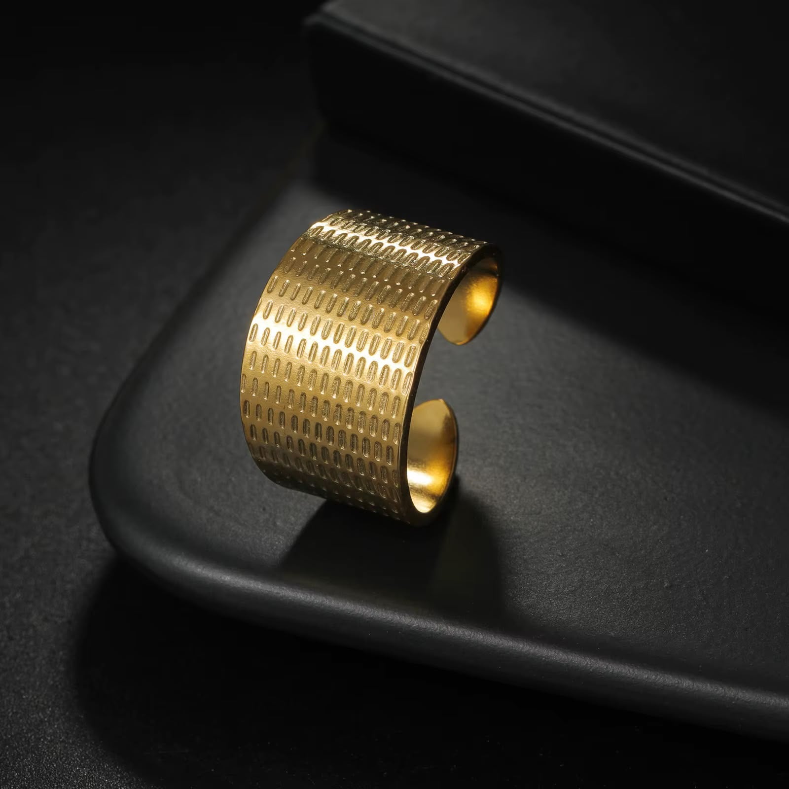 Stainless Steel  wide open-band cuff ring - Each