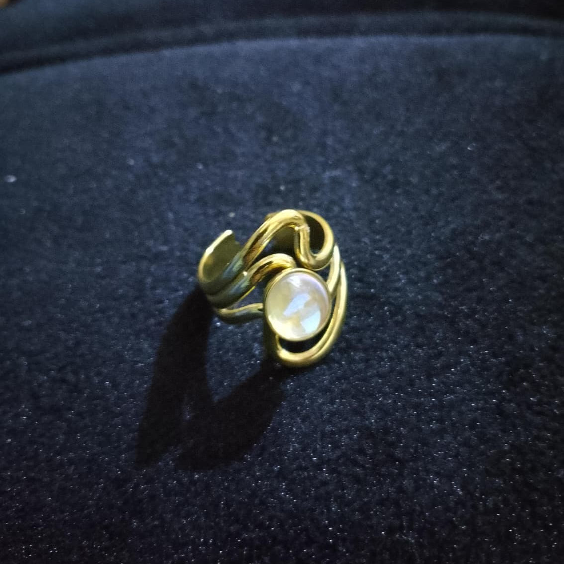 Stainless steel  Natural Stone Open Ring  - Each