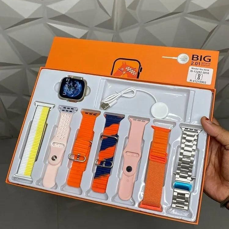 Ultra Smartwatch 7 in 1 Set with Silicone Band & Bluetooth 2.1