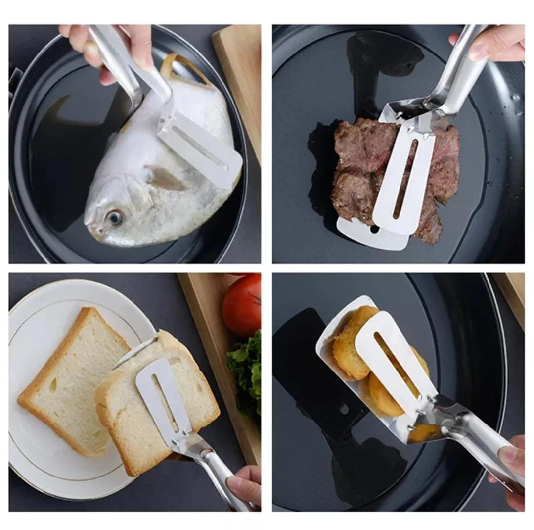 Stainless Steel 2-in-1 Cooking Spatula Tong-Each