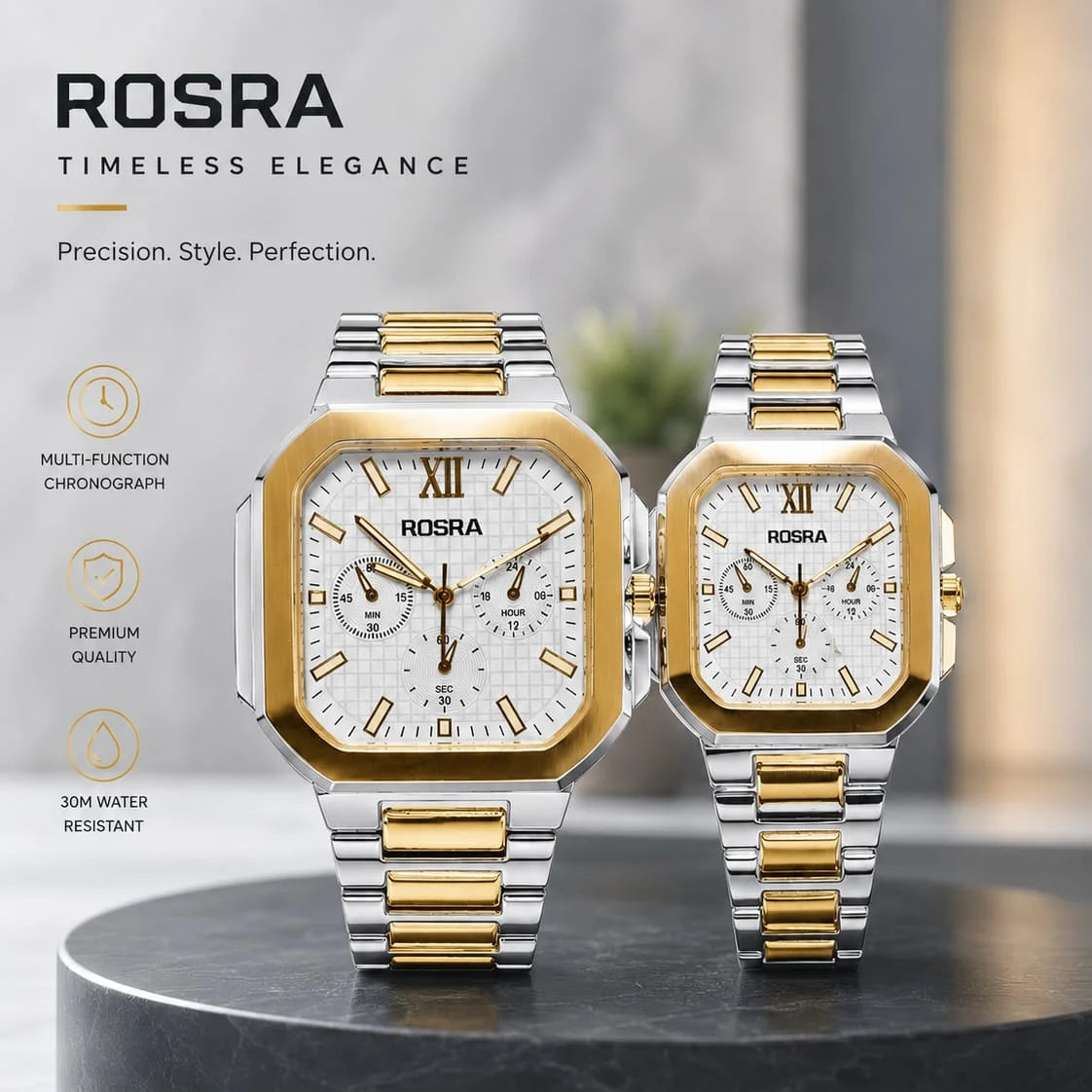 Rosra Timeless Elegance Chronograph Watch Set