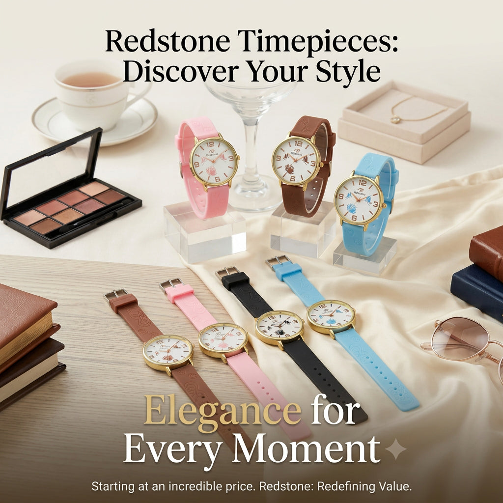 Redstone casual analog quartz wristwatch