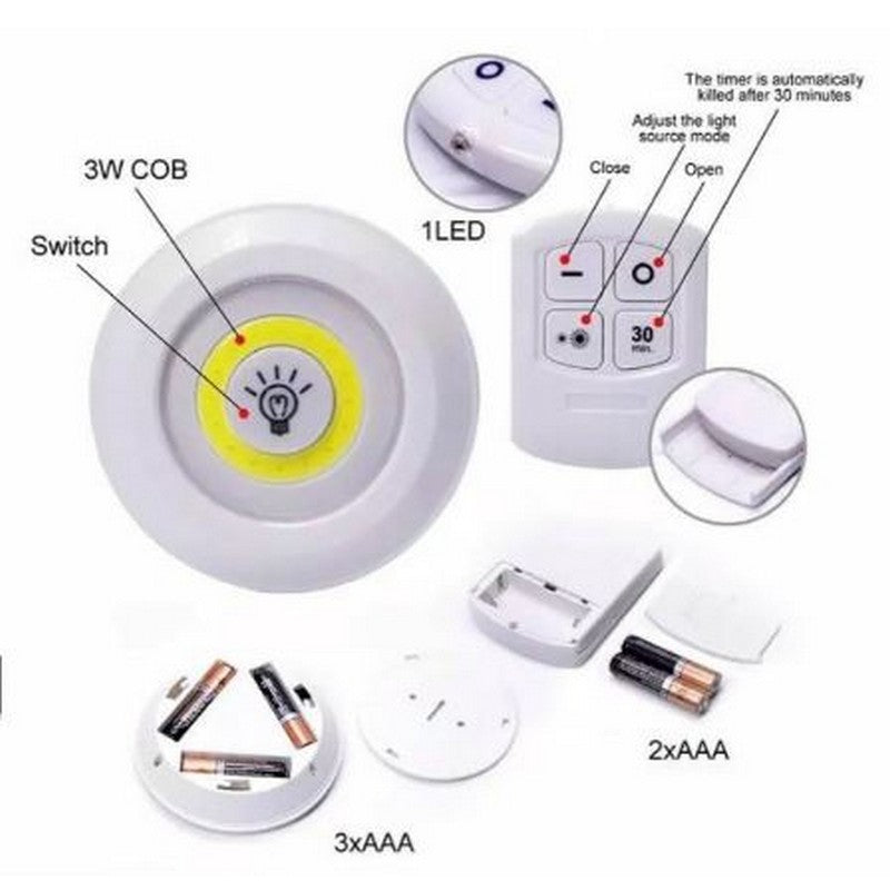 LED under-cabinet lights with a remote control - Pack of 3
