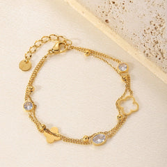 Stainless Steel Unique Double Layer Water Drop Shape Rhinestone - each