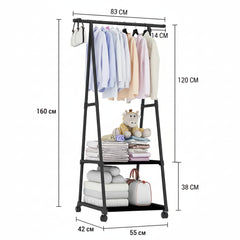 Metal Clothes Rack with Shelves and Rolling Wheels