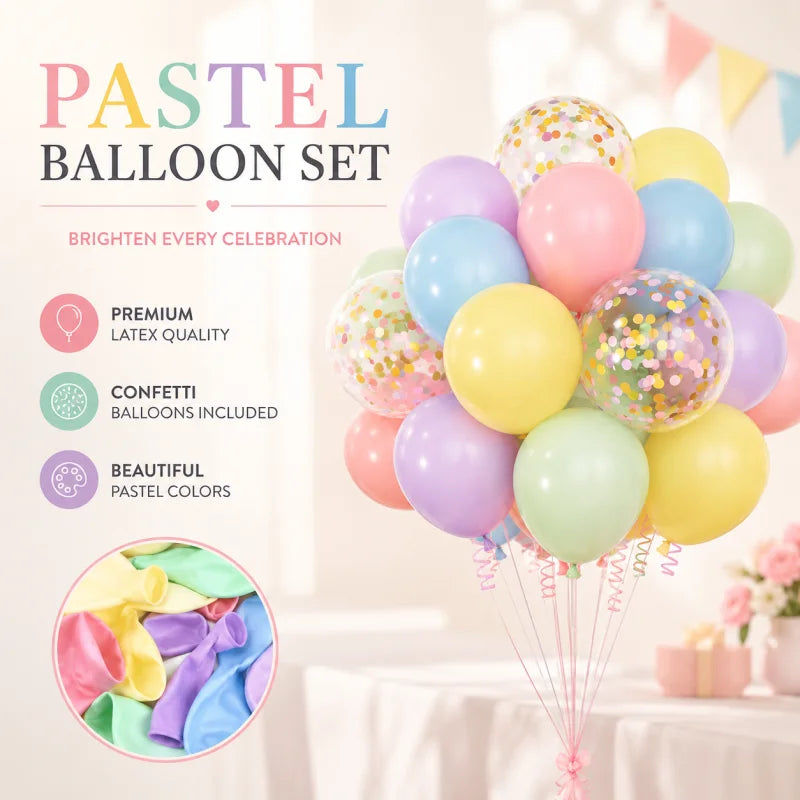 Premium Pastel Balloon Set - Pack of 20