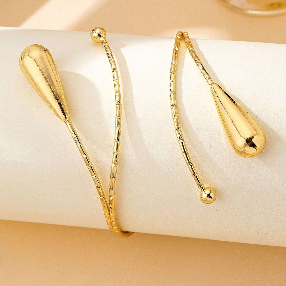Stainless Steel Minimalist Vintage Elegant Water Drop arm cuff - Each